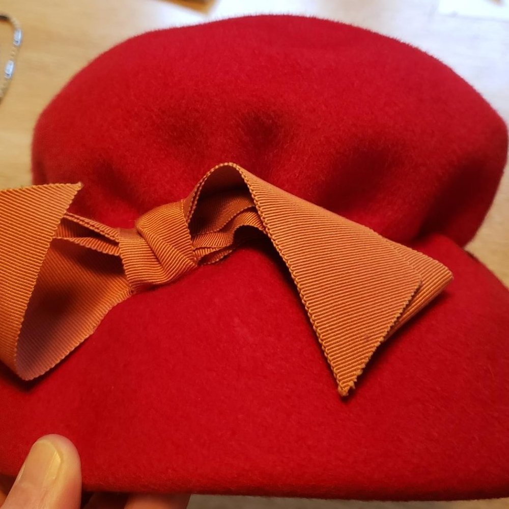Vintage Clover Lane Felt Hat with Ribbon Trim